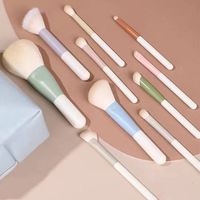 Juego de 10 brochas de maquillaje portátiles de la serie Morandi, brochas de maquillaje sintéticas de viaje bonitas de Color, logotipo personalizado