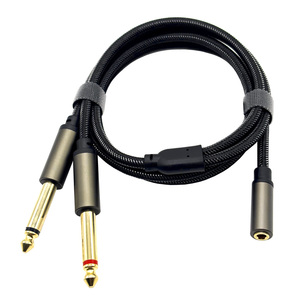 Cable divisor de Audio dual de 3,5 pulgadas de 1/4mm chapado en oro 1/8 \ "TRS hembra 6,35mm TS Mono macho enchufe trenzado estéreo <span class=keywords><strong>Video</strong></span> Audio Cables - Product Image 3