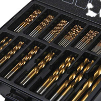 Srgi 99pcs HSS Titanium Bright Uncoated Hammer Drill Bit Set 1.5-10mm Metric DIN338 Counterbore Drills 3-Year Warranty for Metal