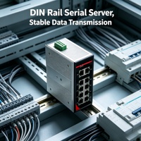 Servidor de Dispositivos Seriales Industriales con Montaje DIN, 8 Puertos RS485 a TCP/IP Modbus RTU, Doble Alimentación, Adquisición de Datos PLC, Amplio Rango de Temperatura