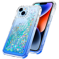 Vente en gros 3-en-1 dégradé Quicksand coque de téléphone portable coque dure avec poudre éblouissante et paillettes anti-chute échantillon gratuit