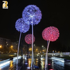 Escultura de luz de jardim ao ar livre escultura de metal de aço inoxidável do dente de leão