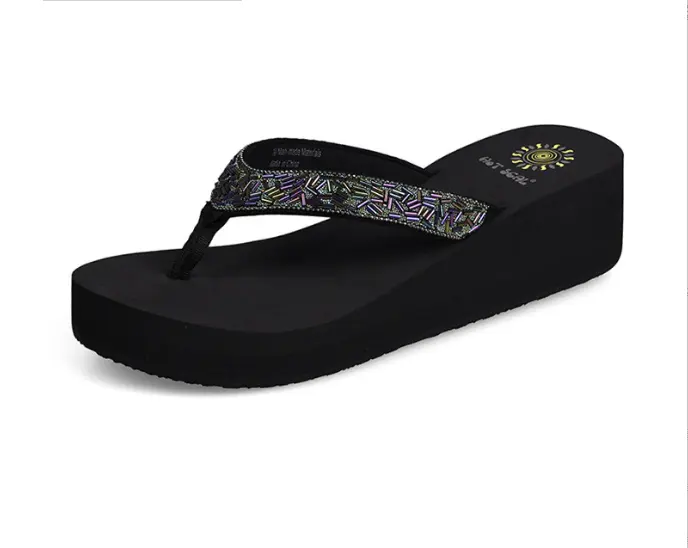 New Style Cheap Wholesale Women Market Custom Flip Flops Ladies Wedge Platform sandals EVA Beach Slipper