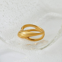 Bague Gaovo en acier inoxydable 316 à double courbe irrégulière entrelacée pour femme, bijou fantaisie géométrique, accessoire de mode, cadeau