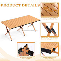 Table de camping pliable en métal à haute capacité de charge, portable, pour pique-nique, barbecue en plein air, plage