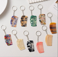 Peigne démêlant à dents larges en acétate blanc, mini, avec logo personnalisé, motif marbré, mignon, avec poignée, accessoires porte-clés, vente en gros