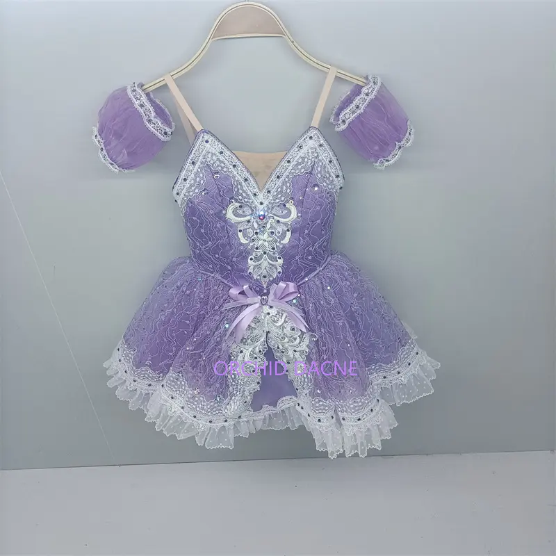 New Coming Exquisite Custom Size Kids Girls Modern Dance Performance Wear Costumes Lilac Purple Cupid Talisman Lyrical Dress