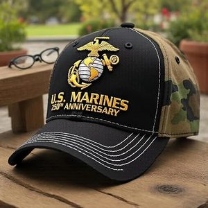 <strong>Marine</strong> Corps 250th Anniversary 3D Embroidery Denim 6-Panel Unisex Hat Adjustable Metal Buckle Front Logo Retro <strong>Marine</strong> Summer <strong>Cap</strong> - Product Image 3