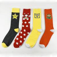 Personnalisé Drôle Mario Champignon Hommes Chaussettes En Coton Pas Cher Équipage Charte Robe Casual Fantaisie Chaussettes Pour Hommes
