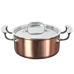 3Ply Copper casserole saucepot for home kitchen cooking