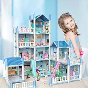Bricolage pour enfants princesse maison de poupée cadeau d'anniversaire pour petites filles Mini jouet Simulation scène rêve château Villa lumière plastique - Product Image 2