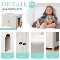 Meuble pour litière pour chat moderne, double porte et contrôle des odeurs, armoire pour litière pour chat cachée, table d'appoint pour chats d'intérieur