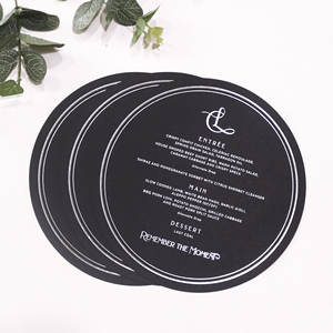 Forma redonda Color negro Tarjetas de mesa imprimibles Tarjetas de menú Boda - Product Image 5