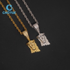 Colgantes de Cabeza de Jesús Pequeños de Plata de Ley 925 de Alta Calidad, Colección de Joyería Hip Hop con Incrustaciones de Diamantes, Unisex, Certificado GRA - Product Image 3