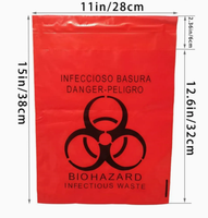 Sacs poubelle médicaux jetables en plastique imperméables autoclavables 100% LDPE HDPE, thermosoudables, à risque biologique