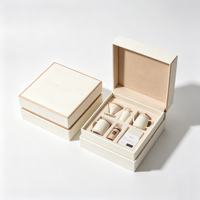 Boîte de luxe personnalisée avec couvercle rigide et base, emballage ivoire avec insert en velours pour service à thé, théière, tasse en céramique, cadeau, vente en gros