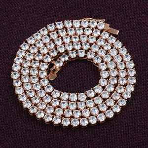 Vente en gros Collier chaîne tennis en zirconium plaqué or 18 carats Bijoux tendance style hip-hop pour hommes femmes Cadeau parfait en cuivre - Product Image 2