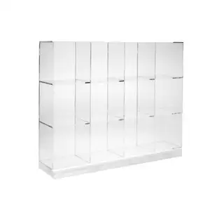 bespoke clear acrylic cube mudroom storage shelving unit lucite floor standing shelf cabinet