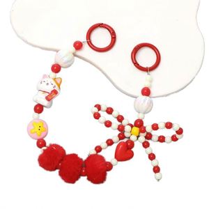 Cadena para Teléfono Móvil de Felpa Estilo Invernal, Colgante de Llavero, Adornos Colgantes con Cuentas a la Moda - Product Image 1