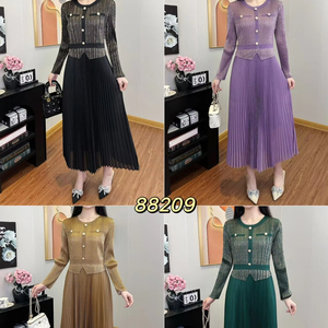 2025 Miyaki elegante abito <span class=keywords><strong>da</strong></span> festa <span class=keywords><strong>da</strong></span> donna a manica lunga con bottone girocollo tinta unita <span class=keywords><strong>abbigliamento</strong></span> <span class=keywords><strong>da</strong></span> <span class=keywords><strong>sera</strong></span> <span class=keywords><strong>Casual</strong></span> e abito <span class=keywords><strong>Casual</strong></span> - Product Image 1