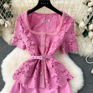Ensemble deux pièces pour femme Ske Ton, dentelle ajourée, motif floral, idéal pour le bureau ou les soirées - Product Image 3