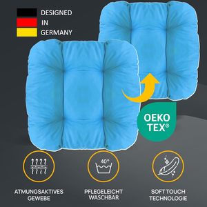 LILENO HOME <span class=keywords><strong>Lot</strong></span> de <span class=keywords><strong>6</strong></span> Coussins de Chaise en Polyester Turquoise (38x38x8cm) Imperméables et Résistants aux UV pour Jardin, Cuisine et Salles à Manger - Product Image 2