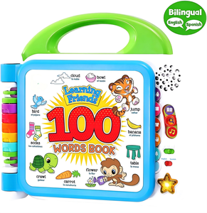 Livre d'apprentissage des 100 mots <span class=keywords><strong>pour</strong></span> enfants, jouets éducatifs, livre sonore interactif bilingue <span class=keywords><strong>anglais</strong></span>-espagnol <span class=keywords><strong>pour</strong></span> l'apprentissage précoce des tout-petits - Product Image 2