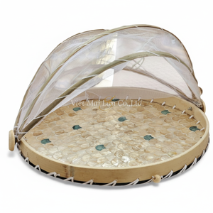 ฝาครอบอาหารมุกธรรมชาติ ทำด้วยมือ สำหรับคลุมอาหาร ใช้บนโต๊ะอาหารและในครัว จากเวียดนาม - Product Image 1