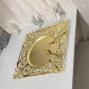 Assiettes de service carrées dorées de haute qualité, réutilisables, écologiques, <span class=keywords><strong>en</strong></span> <span class=keywords><strong>plastique</strong></span>, pour la décoration de mariage et de fête - Product Image 4