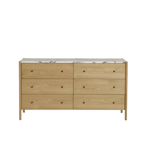 Commode modulaire pliable à 6 tiroirs de style nordique avec plateau en marbre, en chêne clair moderne, pour chambre et salon, meuble de rangement