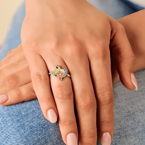 Anello in <span class=keywords><strong>Argento</strong></span> Sterling 925 con Smalto a Forma di Mappa del Texas e Fiori Selvatici per Donne e Uomini, Regalo Personalizzato per Anniversario - Product Image 3