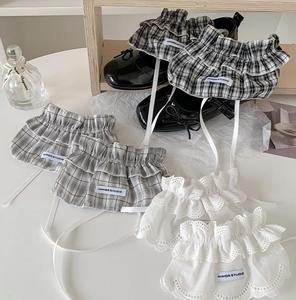 Penghangat Kaki Wanita Model Slouchy Berumbai Motif Kotak-kotak dan Renda, Ringan, Kasual, Desain Campuran, Modis, Trendi, dan Elegan untuk Sepatu Boot - Product Image 1