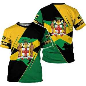 T-shirt décontracté en polyester pour homme à manches courtes, style drapeau et carte de la Jamaïque 2026, à rayures diagonales multiples, idéal pour l'été - Product Image 4