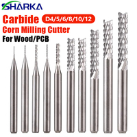 Fresa de Fresado CNC de Calidad Premium de 4, 5, 6, 8, 10 y 12 mm sin Recubrimiento, Broca de Maíz para Madera y Acrílico