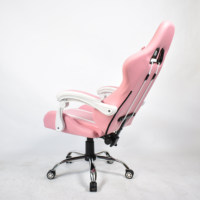 Chaise de bureau ergonomique de haute qualité en cuir PVC confortable, style racing, chaise de jeu pour fille, rose