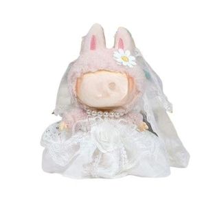 Vêtements pour poupées en peluche, robe de mariée, 17 cm, jouet DIY, rideaux en tissu, pendentif en vinyle, style macaron, vente en gros - Product Image 5