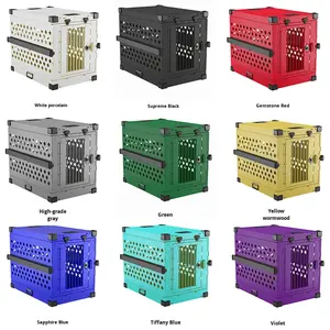 Gabbia Portatile Pieghevole in Lega di Alluminio per Cani di Taglia Media e Grande, Modello Solido con Chiusura a Bottone per Campeggio e Viaggi - Product Image 1