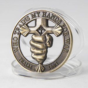 Pièce de collection religieuse de haute qualité Jésus-Christ, motif épée et psalmes spirituels, en étain plaqué, cadeau de collection en métal - Product Image 1