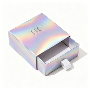 กล่องใส่แหวนแบบโฮโลแกรมสั่งทำพิเศษ บรรจุภัณฑ์เครื่องประดับสุดหรู พร้อมริบบิ้นดึง ปั๊มฟอยล์โลโก้ สำหรับแบรนด์เครื่องประดับ ขายส่ง - Product Image 4