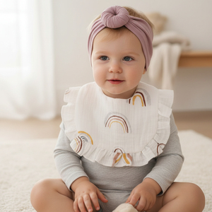 2 Pezzi di Bavaglini Morbidi in Mussola Stampata Lavabili con Chiusura a Bottone per Neonati e Bambini - Product Image 1