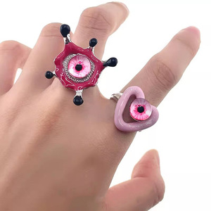 Anillos de Corazón Hueco con Ojos Rosados Estilo Y2K <span class=keywords><strong>para</strong></span> Mujeres y Niñas, Nuevo Diseño Exagerado, Anillo con Ojos Abiertos, Accesorios de Joyería - Product Image 3