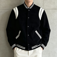 Blouson Bomber Vintage Homme Personnalisé Noir et Blanc à Boutons Pression – Vêtement Décontracté Streetwear – Vente en Gros