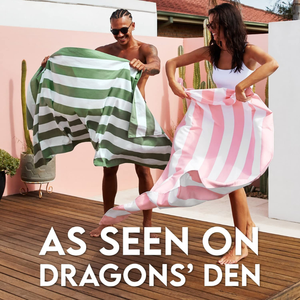 Serviettes de plage rayées sans sable en microfibre à rayures roses personnalisées - Product Image 3