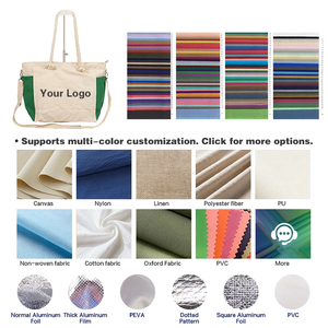 Sac fourre-tout en <span class=keywords><strong>toile</strong></span> bicolore style streetwear décontracté avec logo brodé personnalisé et bandoulière amovible pour les sorties quotidiennes et le shopping urbain - Product Image 3