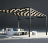 Pergola motorisée rétractable en alliage d'aluminium avec voile en PVC - Taille personnalisée - Imperméable - Gazebo d'extérieur pour jardin - 21m