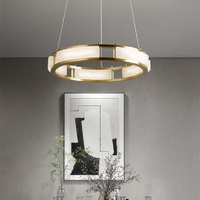 Lustre suspendu en laiton et albâtre LED de style moderne pour salon, salle à manger, îlot de cuisine