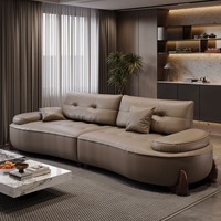 Beliebtes Modernes Luxus-Ledersofa Elegantes Design-Couchset mit Holzfüßen für Wohnzimmer-Inneneinrichtung