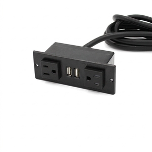Regleta de Enchufes Empotrada Estándar de EE. UU. con Enchufe Plano, 2 Tomas de Corriente Alterna y Puertos USB Dobles, Toma de Corriente Oculta para Escritorio, Hogar y Oficina - Product Image 3