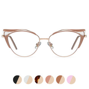 87329 Montura de gafas estilo ojo de gato para mujer, montura completa con protección contra la luz azul, montura de metal TR90 con lentes de acetato. - Product Image 3