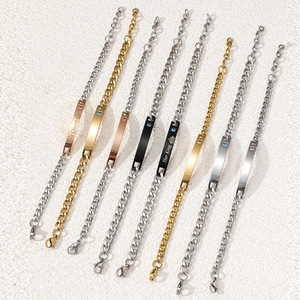 Pulsera de Acero Inoxidable con Incrustaciones de Diamantes Estilo Hip Hop para Parejas, Regalo de San Valentín, Pulsera con Nombre Grabado con Láser - Product Image 2